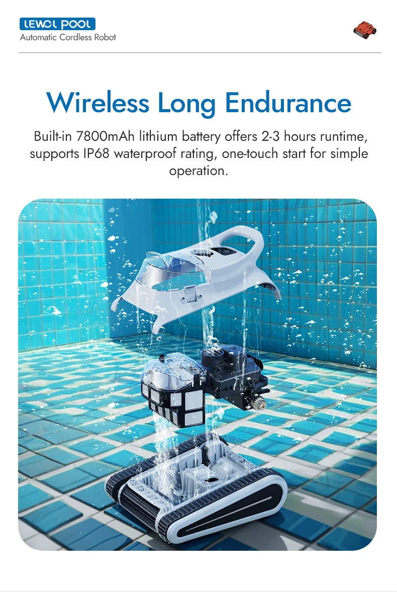 Robot nettoyeur de piscine automatique sans fil, système de filtration robotisé de haute qualité en stock dans l'UE pour piscines