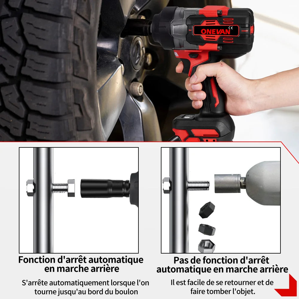 Clé à Chocs Électrique ONEVAN | 2800 N.m, Moteur Sans Balais, Outil Auto Compatible Makita