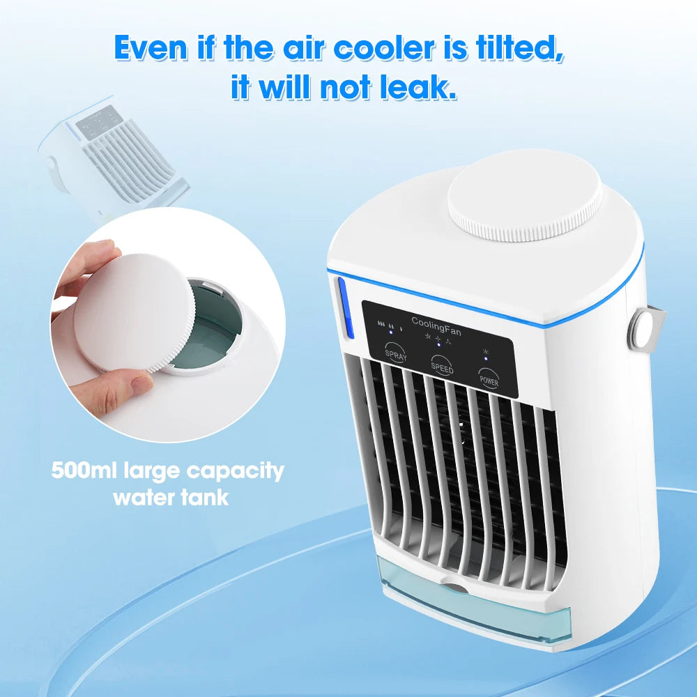 Rafraîchisseur d'Air Portable | Climatiseur Compact Rechargeable avec Brumisateur et Humidificateur