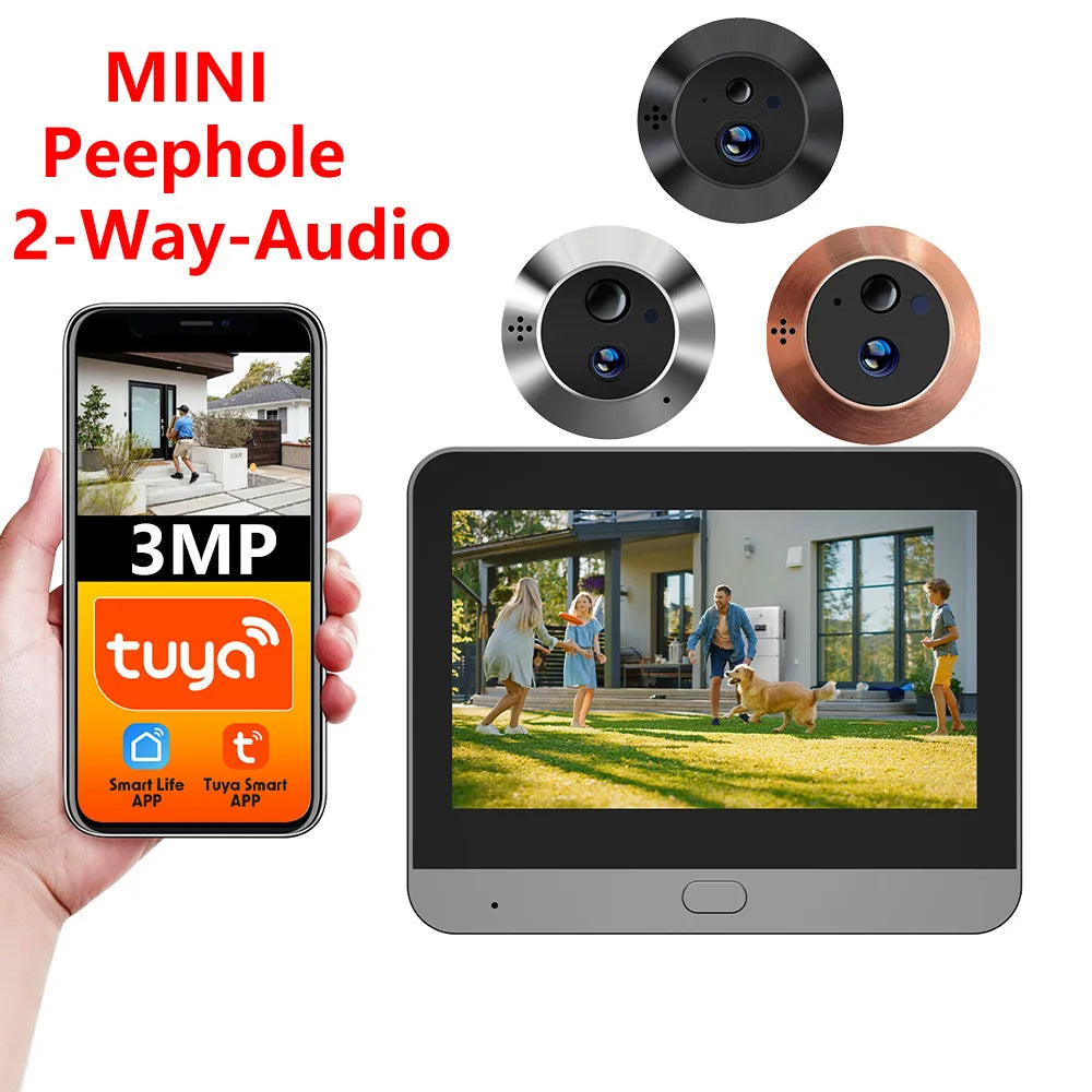 Judas Numérique Wi-Fi 3 MP | Caméra PIR, Application Tuya SmartLife et Batterie Rechargeable
