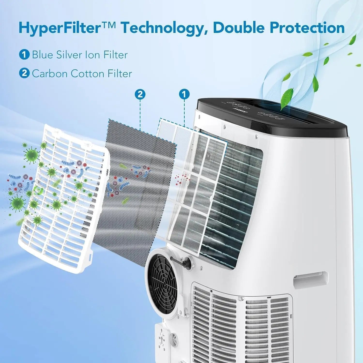 Climatiseur Mobile 14 000 BTU | Refroidit jusqu'à 750 pi², Déshumidificateur 3-en-1 et Télécommande