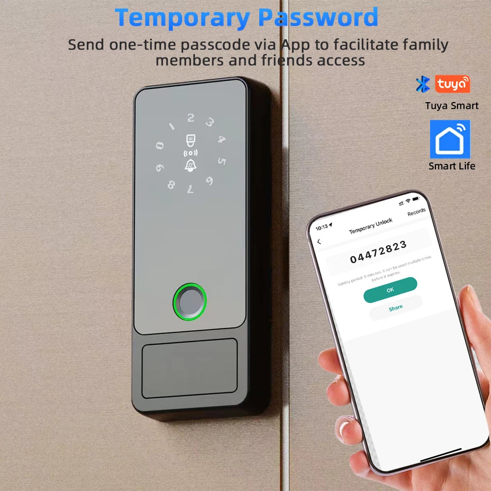 Serrure Intelligente RAYKUBE G18 pour Porte Vitre | Tuya, Empreinte Digitale, Carte et Mot de Passe