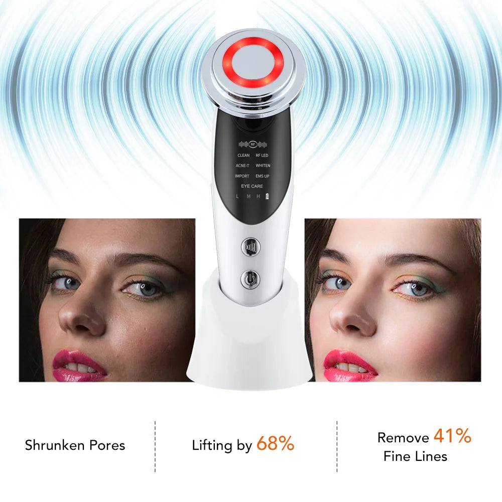 Masseur Facial 7-en-1 EMS & LED | Appareil de Beauté Anti-Âge pour Lifting et Raffermissement du Visage