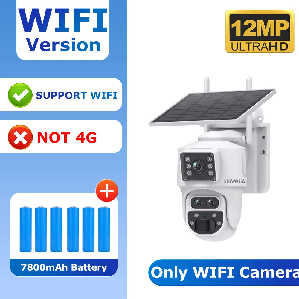 Caméra SHIWOJIA 6K 12 MP | PTZ Solaire, Triple Objectif, Zoom 15x, 4G SIM, Wi-Fi et UBox  Premium Marketplace Version