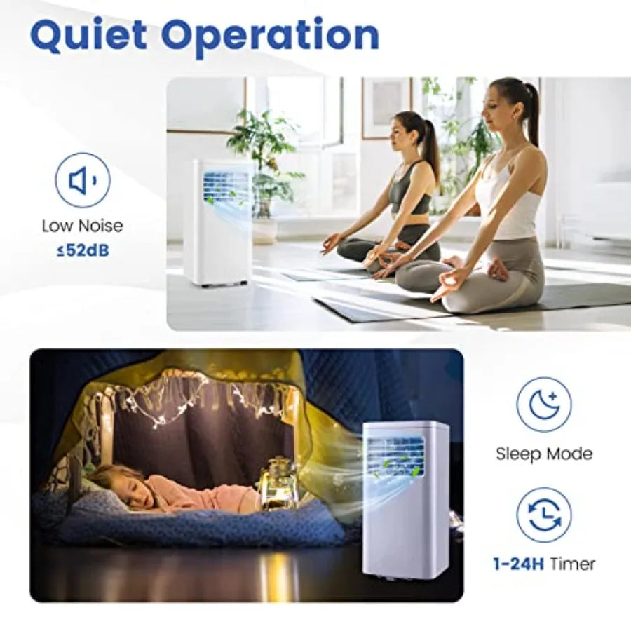 Climatiseur Mobile Silencieux | 3-en-1 avec Refroidissement, Ventilateur et Déshumidificateur