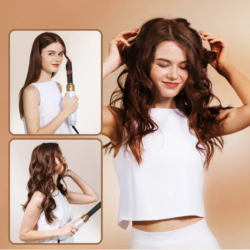 Sèche-cheveux 5 en 1, peigne électrique, brosse lissante à ions négatifs, brosse soufflante, kit de brosses amovibles