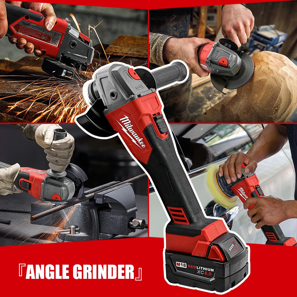 Meuleuse d'angle sans fil Milwaukee M18 de 125 mm avec interrupteur à palette sans verrouillage pour le polissage et la découpe