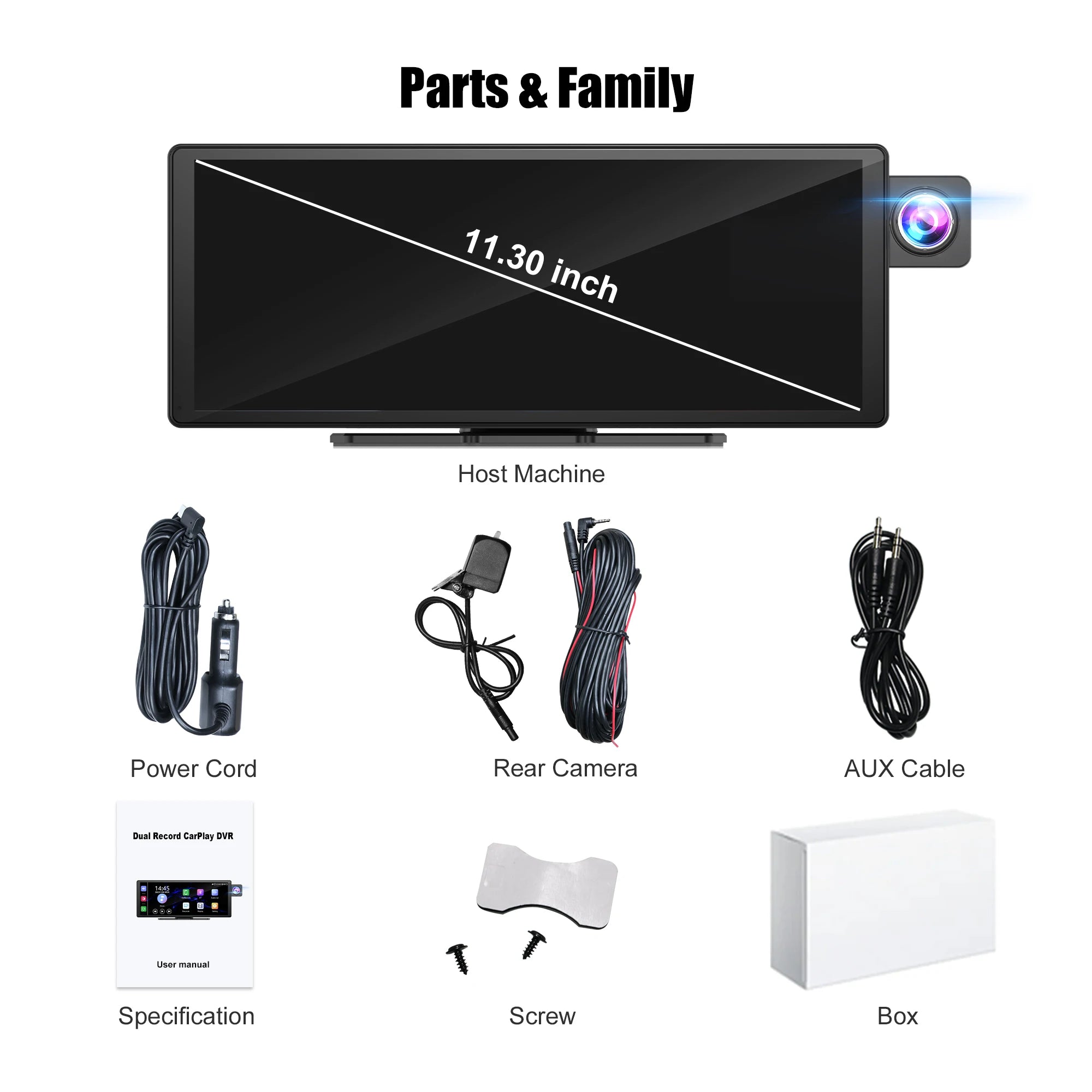 Moniteur Voiture 11,3" 4K | CarPlay Sans Fil, Android Auto, DVR, GPS et Caméra de Recul