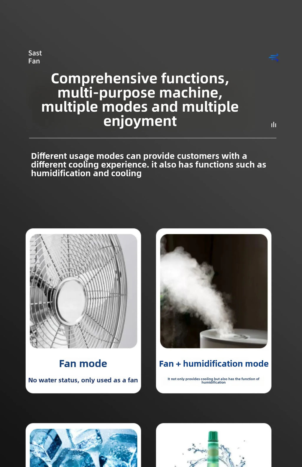 Ventilateur de climatisation à circulation d'évaporation pour réfrigérateur industriel, grand format, avec ajout d'eau fraîche. Utilisation commerciale.