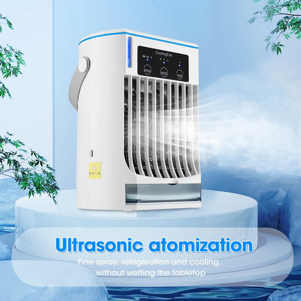 Rafraîchisseur d'Air Portable | Climatiseur Compact Rechargeable avec Brumisateur et Humidificateur