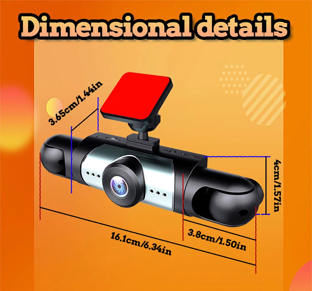 Caméra embarquée WDSZKMYF 1080p, 4 objectifs, angle 170°/120°, enregistrement en boucle, capt. G