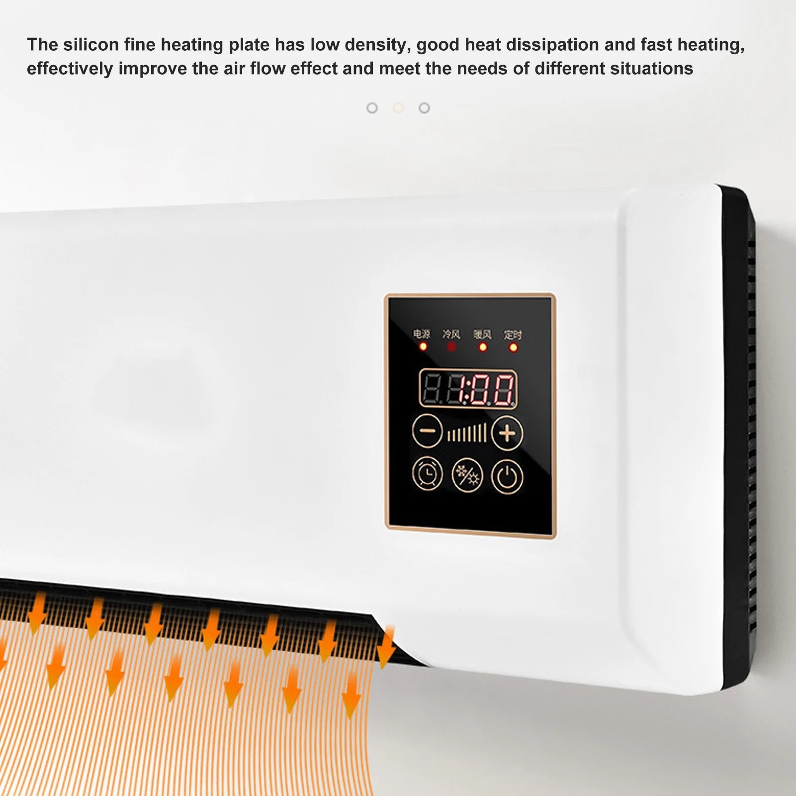 Ventilateur de chauffage et de climatisation électrique mural avec minuterie et réglage facile de la température.