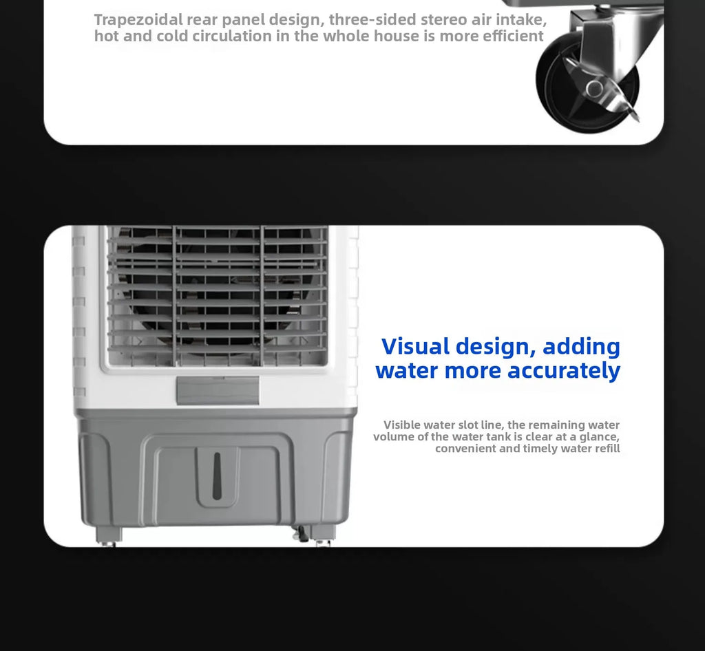 Ventilateur de climatisation à circulation d'évaporation pour réfrigérateur industriel, grand format, avec ajout d'eau fraîche. Utilisation commerciale.