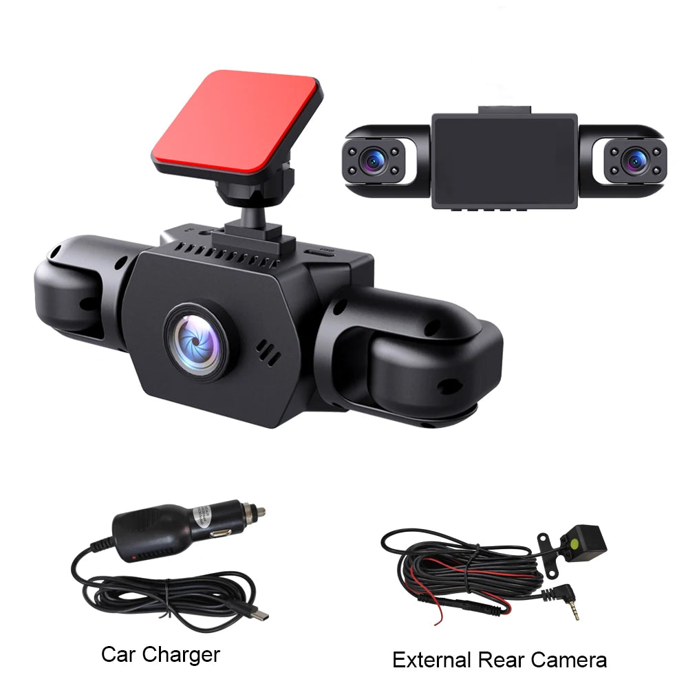 Dash Cam 4 Canaux 360° | Caméra de Voiture HD 1080p avec Vision Nocturne et Enregistrement Continu