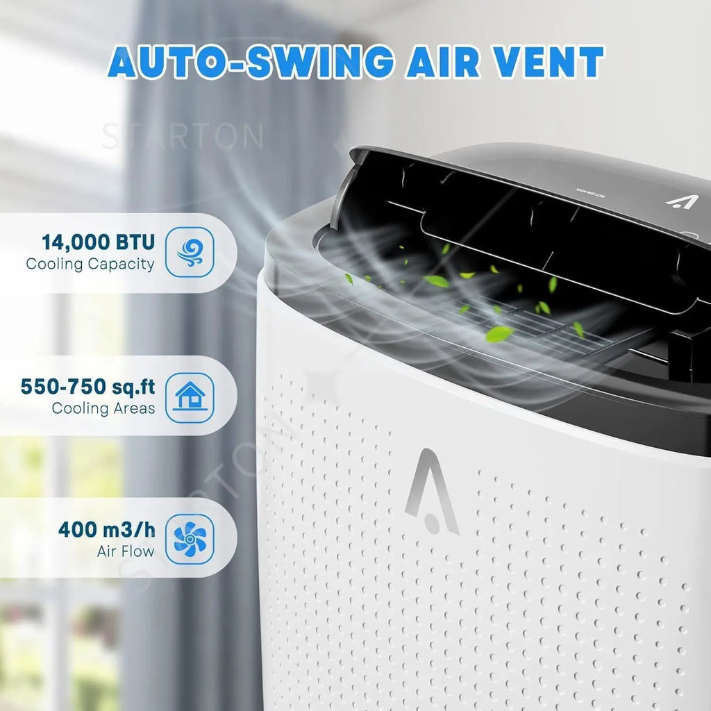 Climatiseur Mobile 14 000 BTU | Refroidit jusqu'à 750 pi², Déshumidificateur 3-en-1 et Télécommande