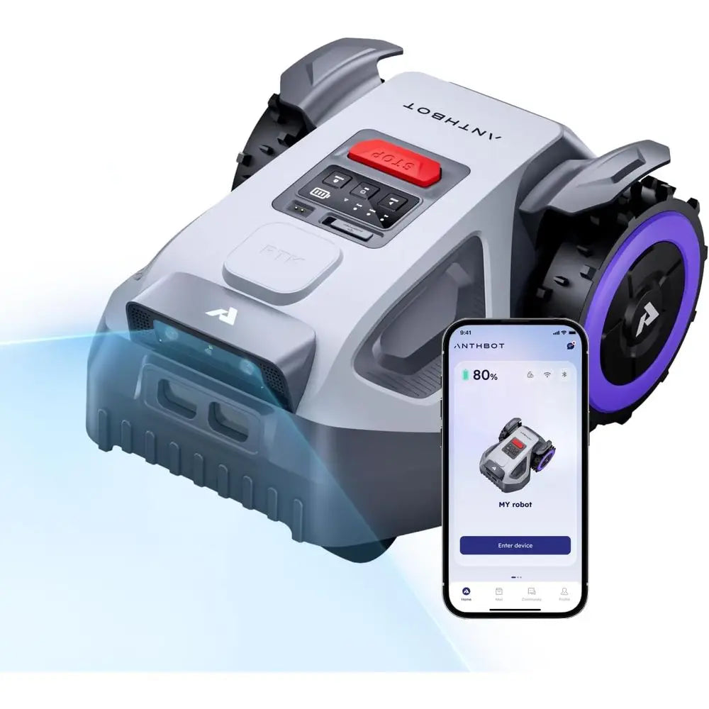 Tondeuse robot M5 pour pelouse de 500 m², double vision + RTK haute bande, sans fil périphérique, contrôle par application, évitement d'obstacles, 45 %