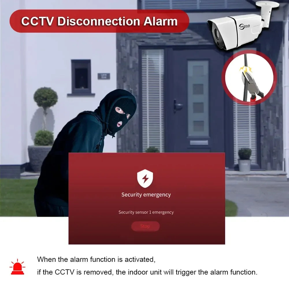 Sonnette vidéo connectée ANJIELO Tuya avec système d'alarme et caméra de surveillance, déverrouillage RFID