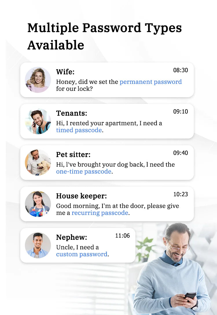Serrure de porte intelligente Bluetooth TTLock avec application d'empreinte numérique, carte à code et écran tactile. Serrure électronique numérique de sécurité pour la maison.