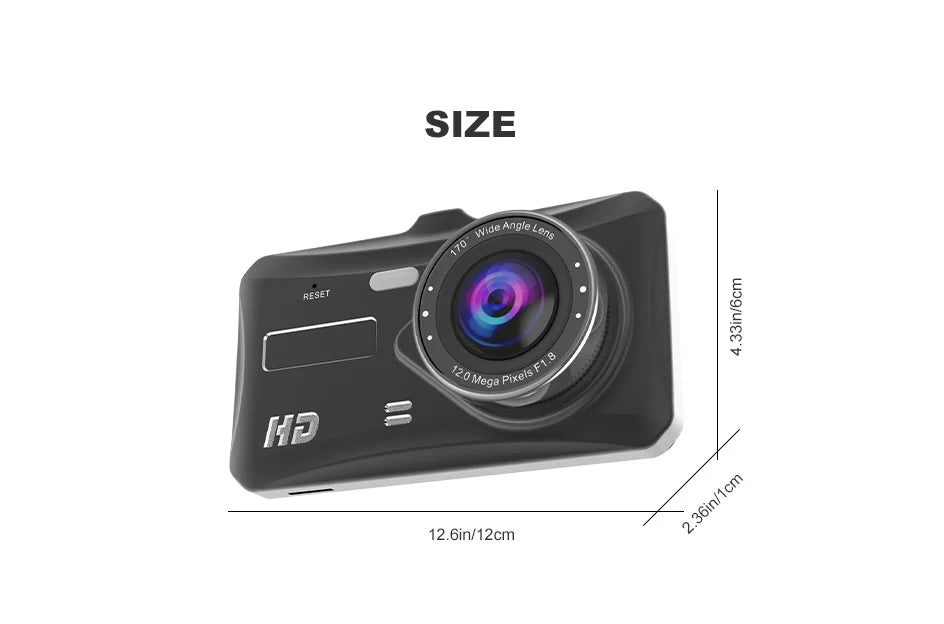 Caméra embarquée HD 1080p tactile avec vision nocturne, enregistreur vidéo pour véhicule, enregistreur de conduite avant et arrière.
