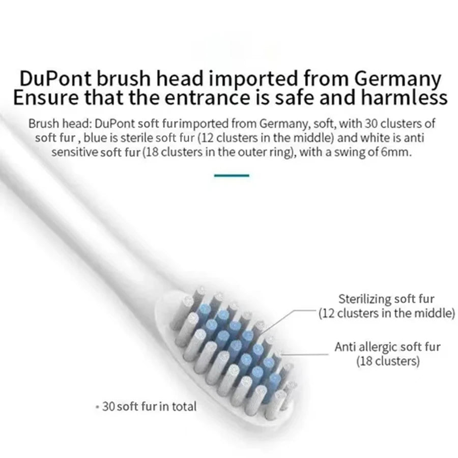 Brosse à dents électrique sonique, 4 modes, 4 têtes, 30 000-50 000 mouvements/min, certifiée CE