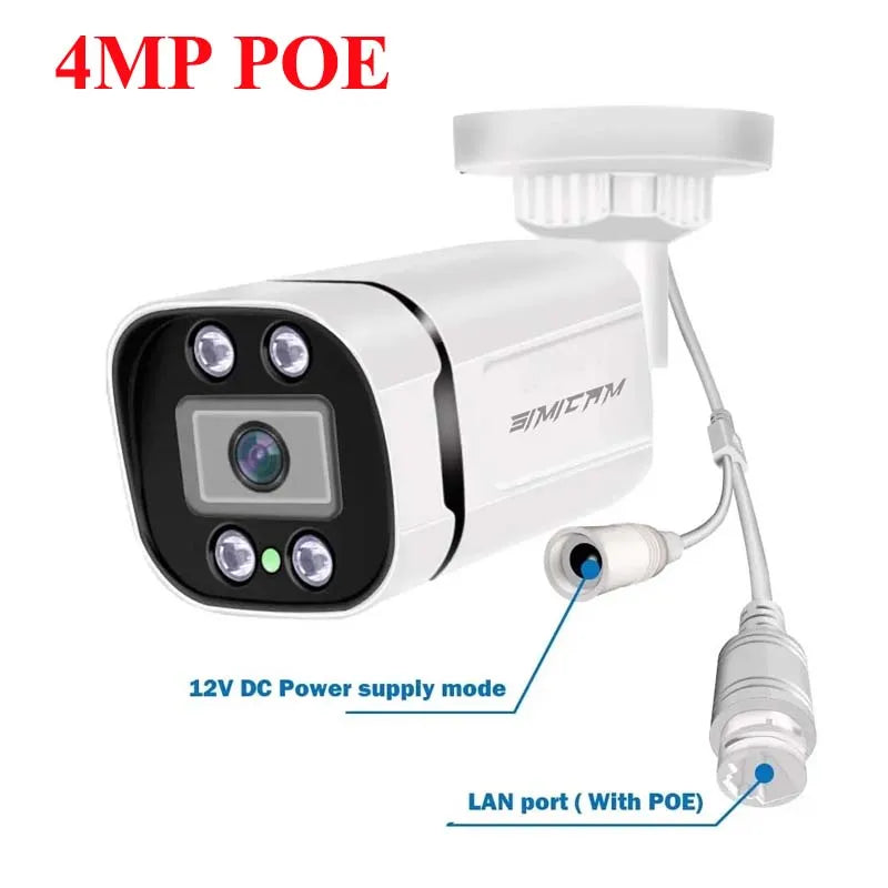 Caméra IP bullet SIMICAM 8 MP, PoE 48V, IP66, H.265, ONVIF, intérieur/extérieur