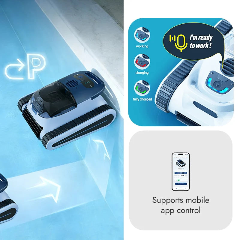 Robot nettoyeur de piscine automatique sans fil, système de filtration robotisé de haute qualité en stock dans l'UE pour piscines