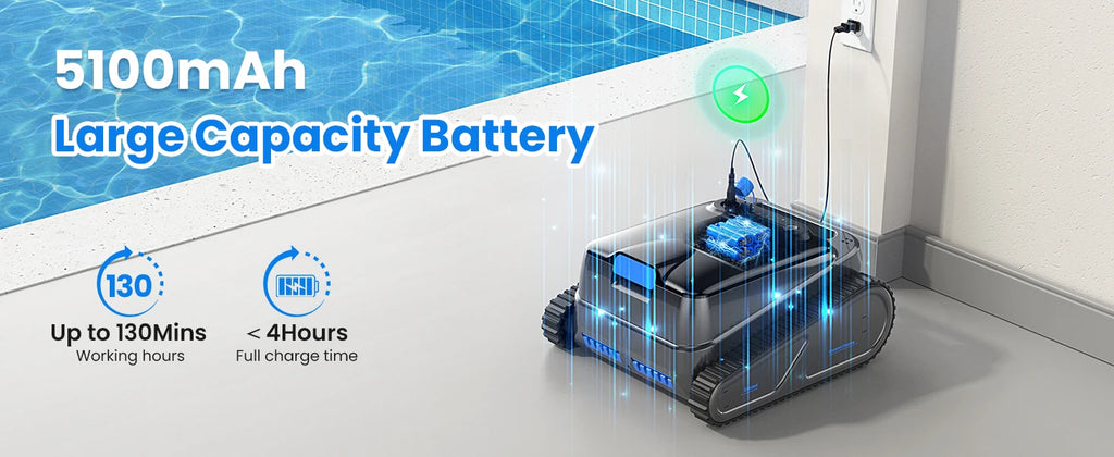 Vastorm 2026 Robot nettoyeur de piscine Y50S amélioré : autonomie de 130 minutes, stationnement automatique, puissant, sans fil, nettoyage automatique des sols et des parois.