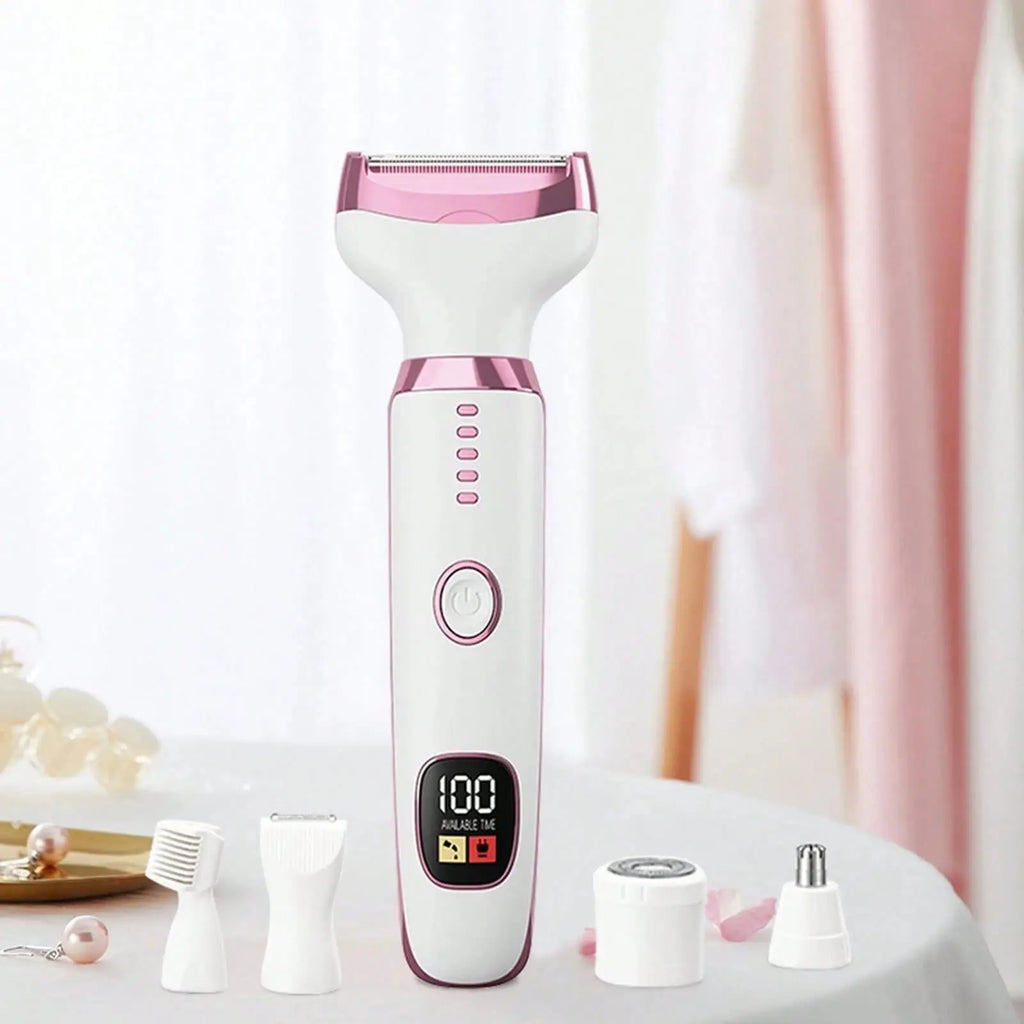 Épilateur Femme 5-en-1 Rechargeable | Rasoir Jambes et Aisselles avec Lames Inox et Écran LED