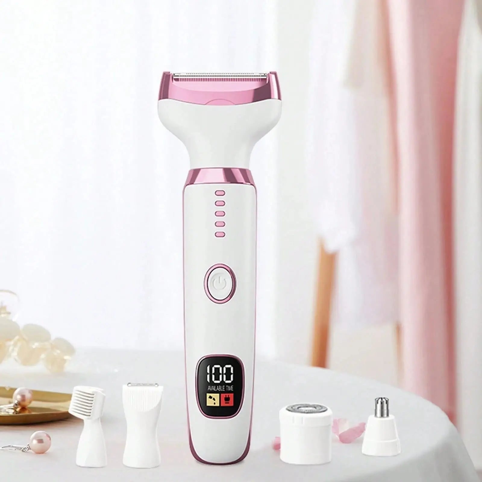 Épilateur Femme 5-en-1 Rechargeable | Rasoir Jambes et Aisselles avec Lames Inox et Écran LED