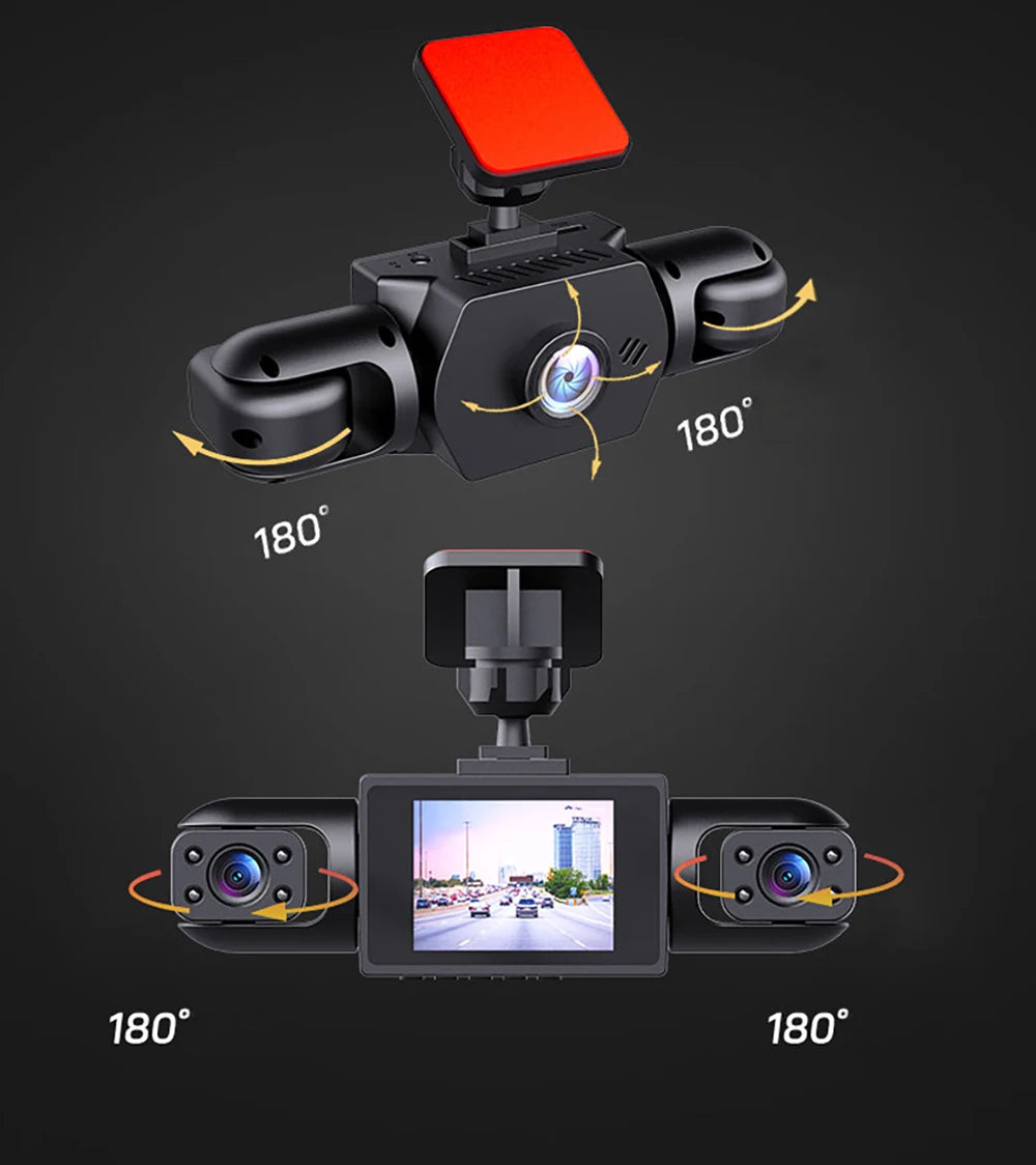 Dash Cam 4 Canaux 360° | Caméra de Voiture HD 1080p avec Vision Nocturne et Enregistrement Continu
