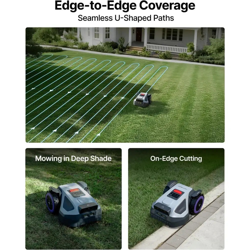 Tondeuse robot M5 pour pelouse de 500 m², double vision + RTK haute bande, sans fil périphérique, contrôle par application, évitement d'obstacles, 45 %