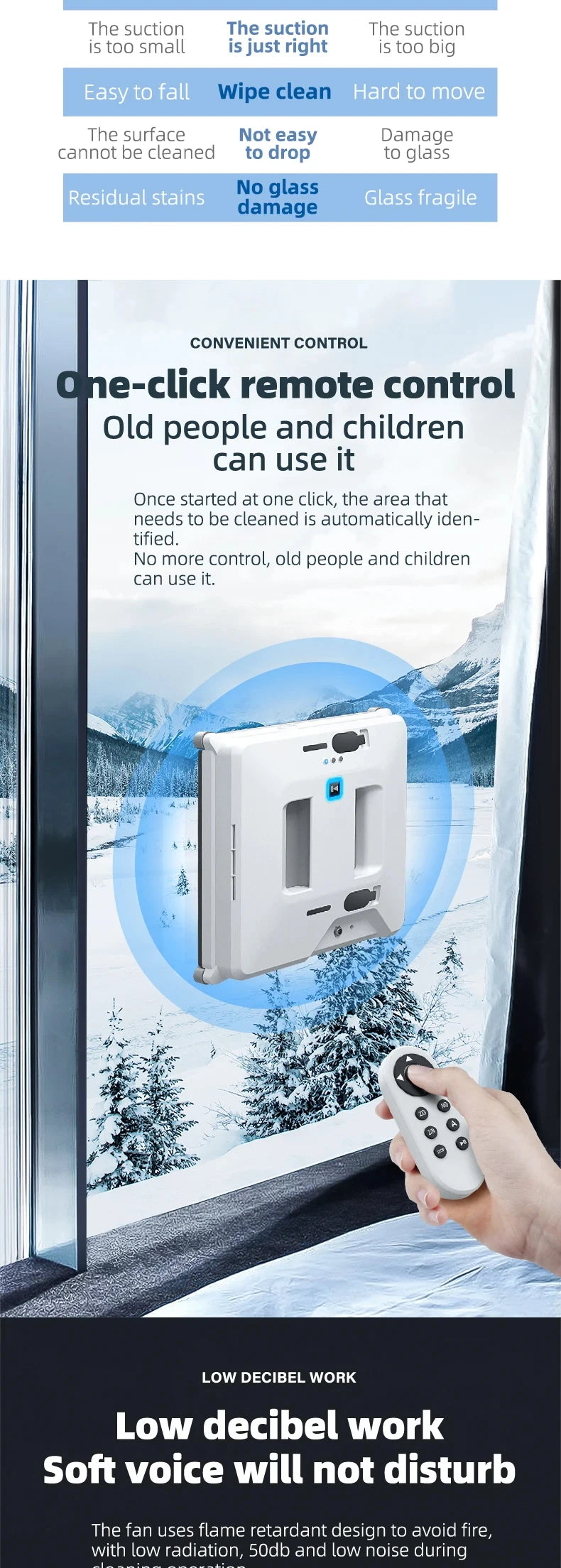 Robot lave-vitres à double jet d'eau avec télécommande, nettoyeur de vitres électrique pour fenêtres extérieures d'immeubles de grande hauteur, système anti-chute pour maison connectée