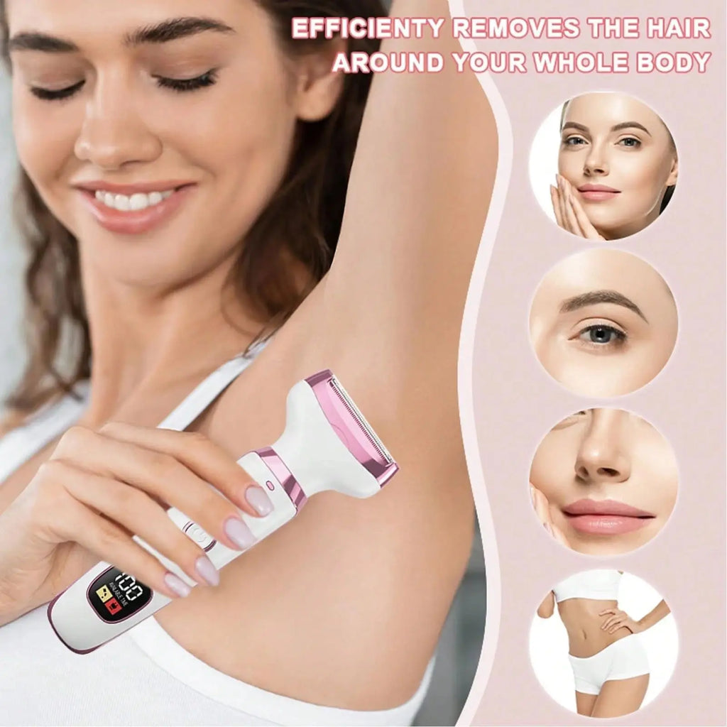 Épilateur Femme 5-en-1 Rechargeable | Rasoir Jambes et Aisselles avec Lames Inox et Écran LED