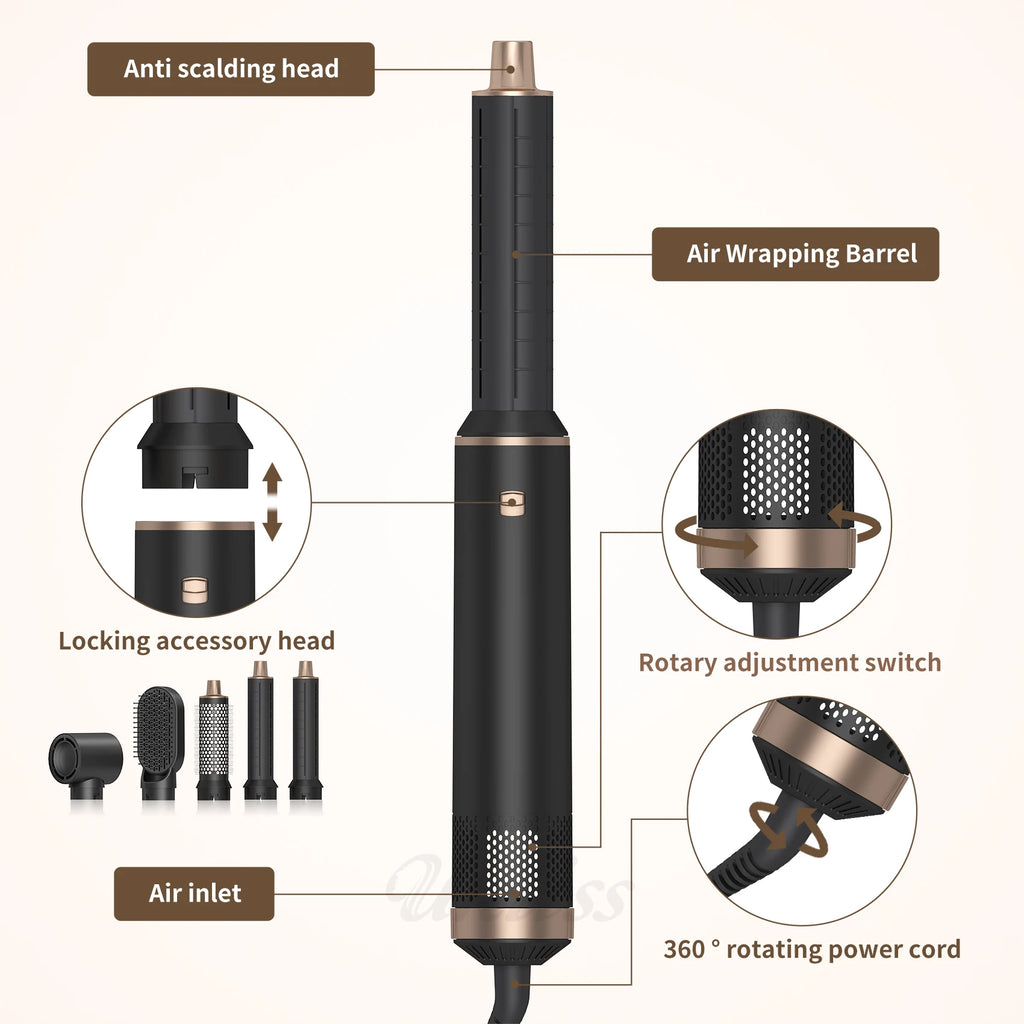 Brosse séchoir à air 5 en 1 UKLISS, brosse à air chaud pour boucler les cheveux, styler avec ionisation négative