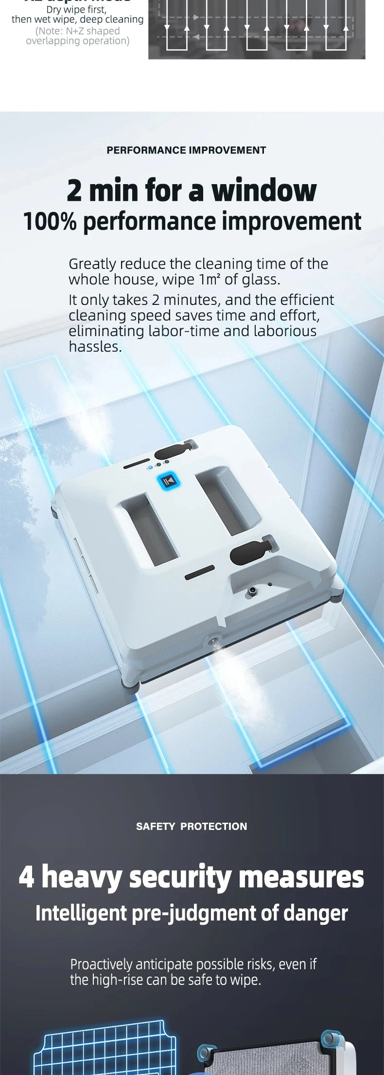 Robot lave-vitres à double jet d'eau avec télécommande, nettoyeur de vitres électrique pour fenêtres extérieures d'immeubles de grande hauteur, système anti-chute pour maison connectée
