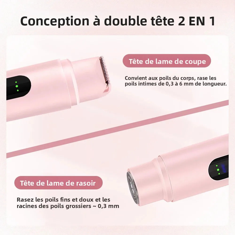 Épilateur AFDEAL, 2 têtes, sec/mouillé, rechargeable, certifié CE/RoHS, usage corps