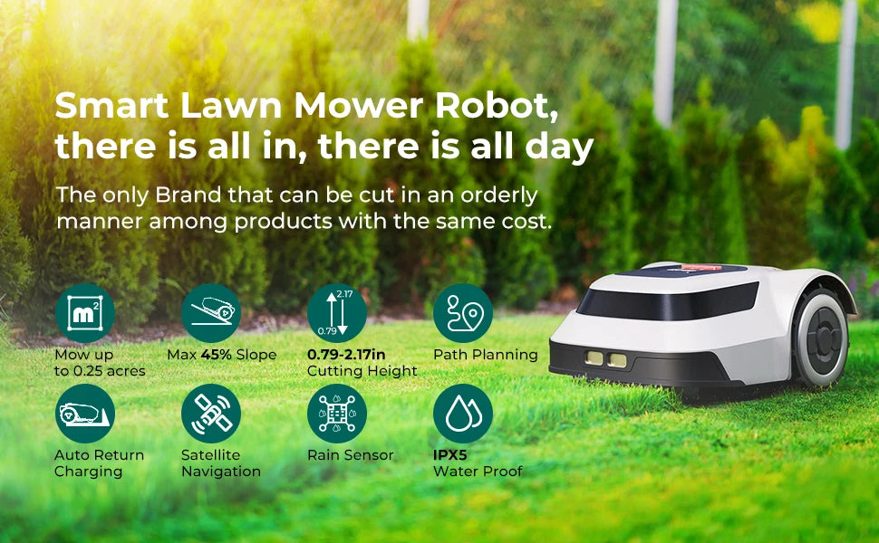 Tondeuse à gazon robotisée STLF WJW, autotractée, avec navigation GPS, intelligente et automatique, pour jardin/cour