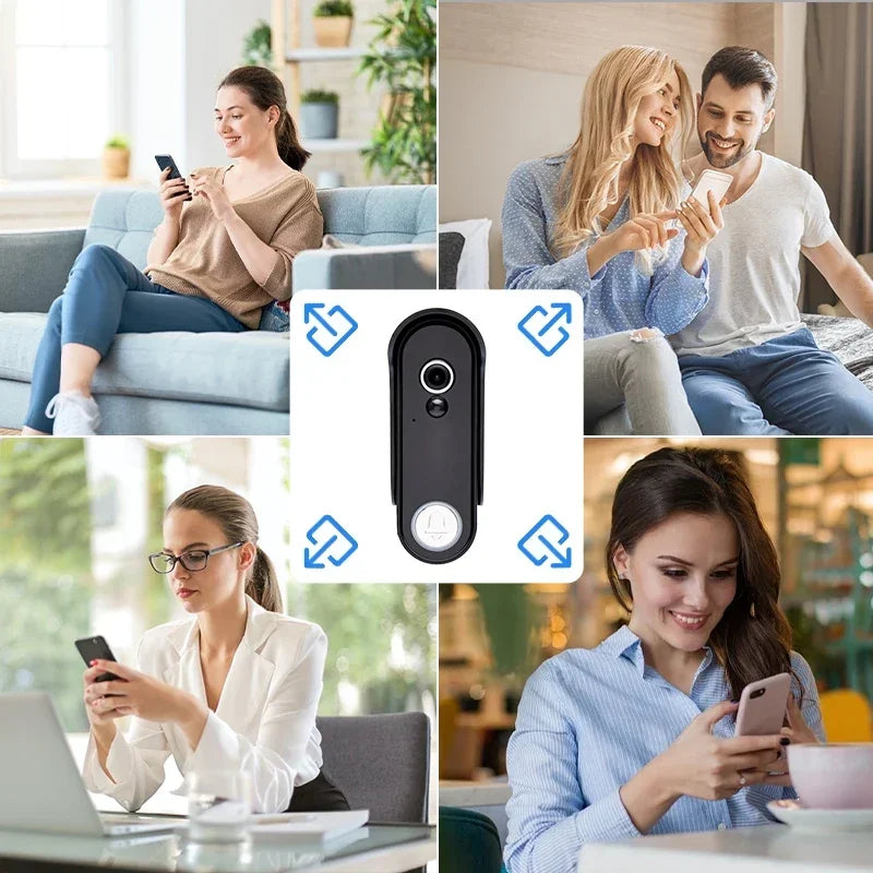 Sonnette vidéo sans fil extérieur ANJIELO 1080P WiFi avec caméra, écran tactile de 7 pouces, sans connexion requise