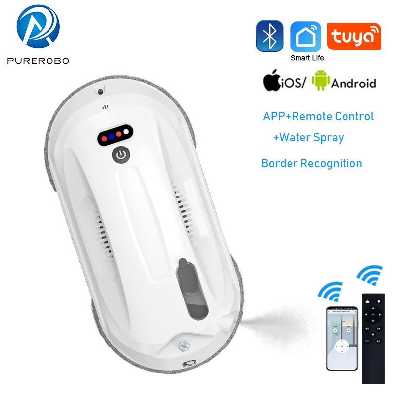 Robot nettoyeur de vitres Purerobo W-R4S : aspirateur robot ultra-fin à haute puissance d'aspiration pour le nettoyage des vitres de la maison