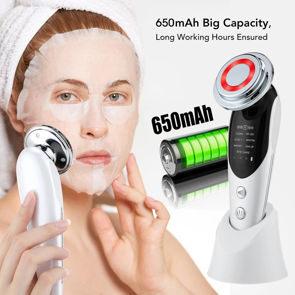 Masseur Facial 7-en-1 EMS & LED | Appareil de Beauté Anti-Âge pour Lifting et Raffermissement du Visage