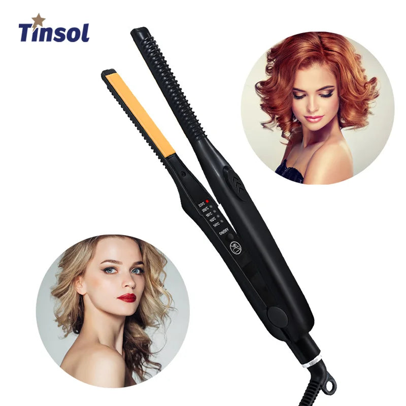 Lisseur et fer à boucler professionnel 2 en 1 TINSOL, mini lisseur en céramique avec température réglable