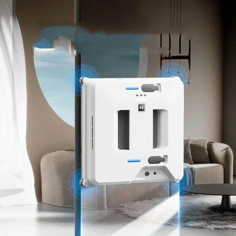 Nettoyeur de vitres carré 1 pièce avec réservoir, robot de nettoyage automatique intelligent sans cadre à double jet d'eau pour vitres