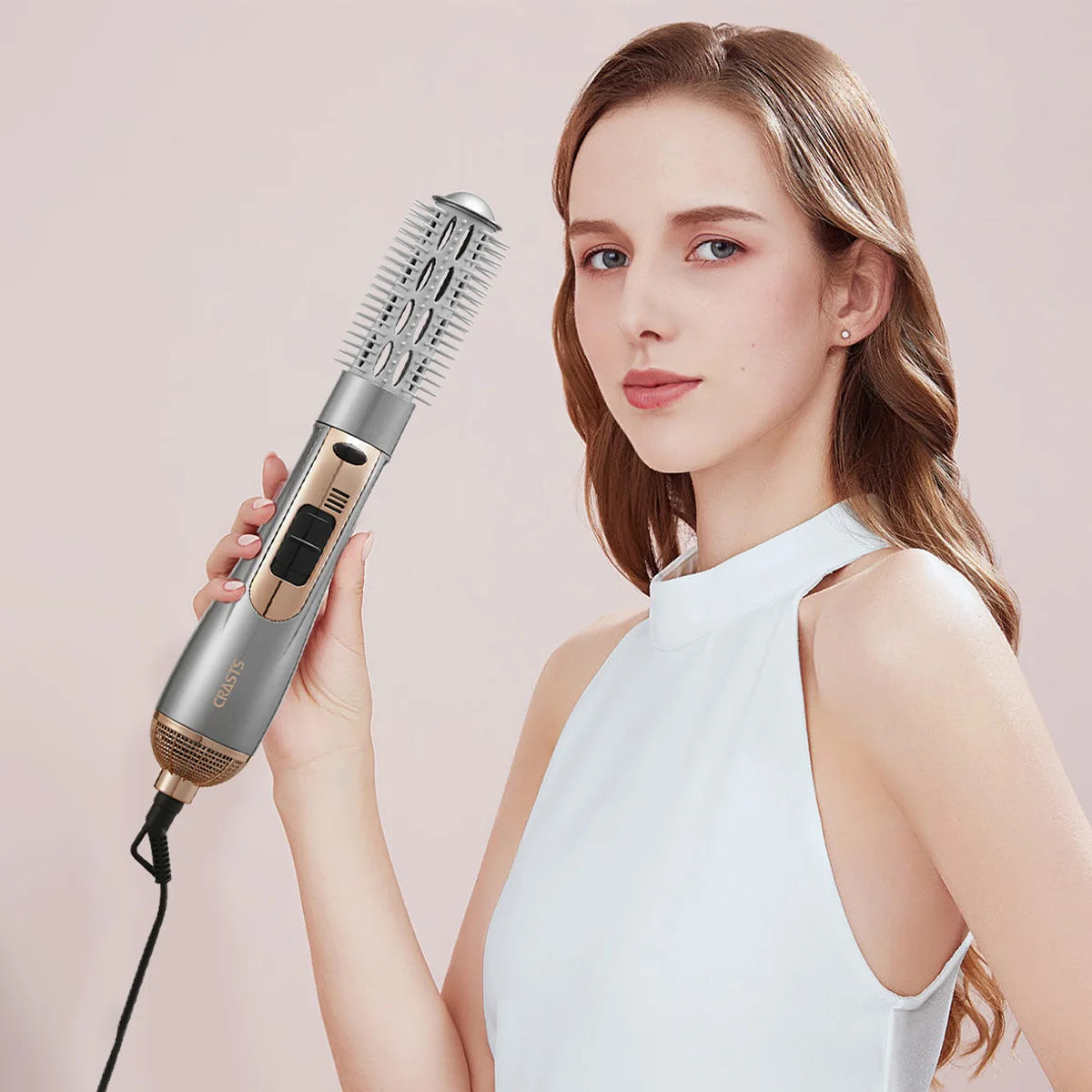 Peigne à air chaud lisseur et boucleur multifonction deux-en-un avec sèche-cheveux détachable et peigne intégré