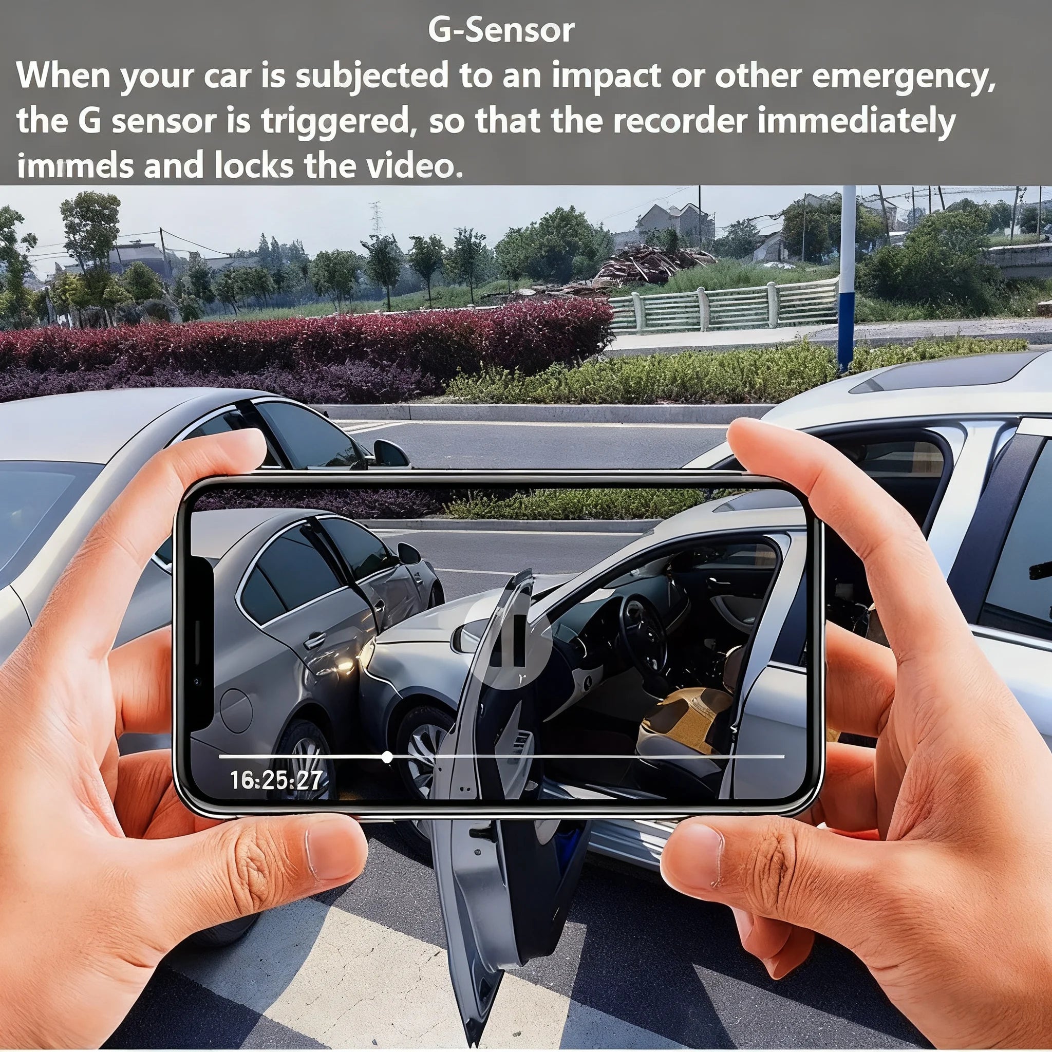 Caméra embarquée pour voiture 1080p avec enregistreur vidéo DVR, double caméra avant et intérieure, enregistrement en boucle et surveillance WiFi.