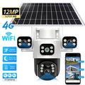 Caméra IP Solaire 4G 12 MP | Triple Objectif, Rotation PTZ, Détection de Mouvement et Suivi Intelligent