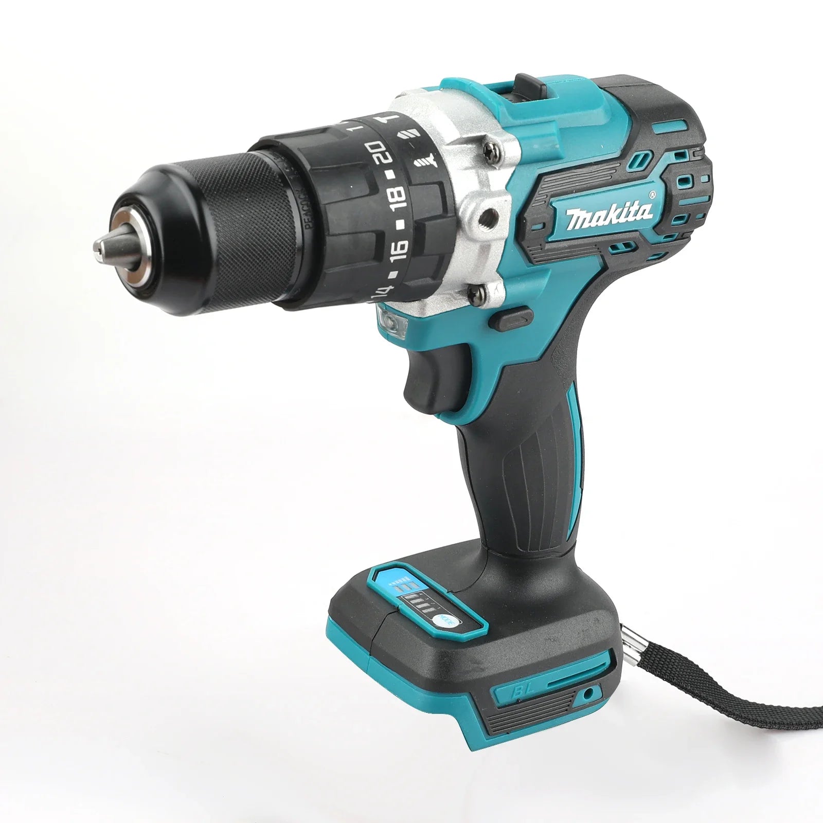 Perceuse à chocs électrique Makita DDF487 13 mm rouge et noire, sans balais, batterie lithium-ion 18 V, avec visseuse à couple élevé