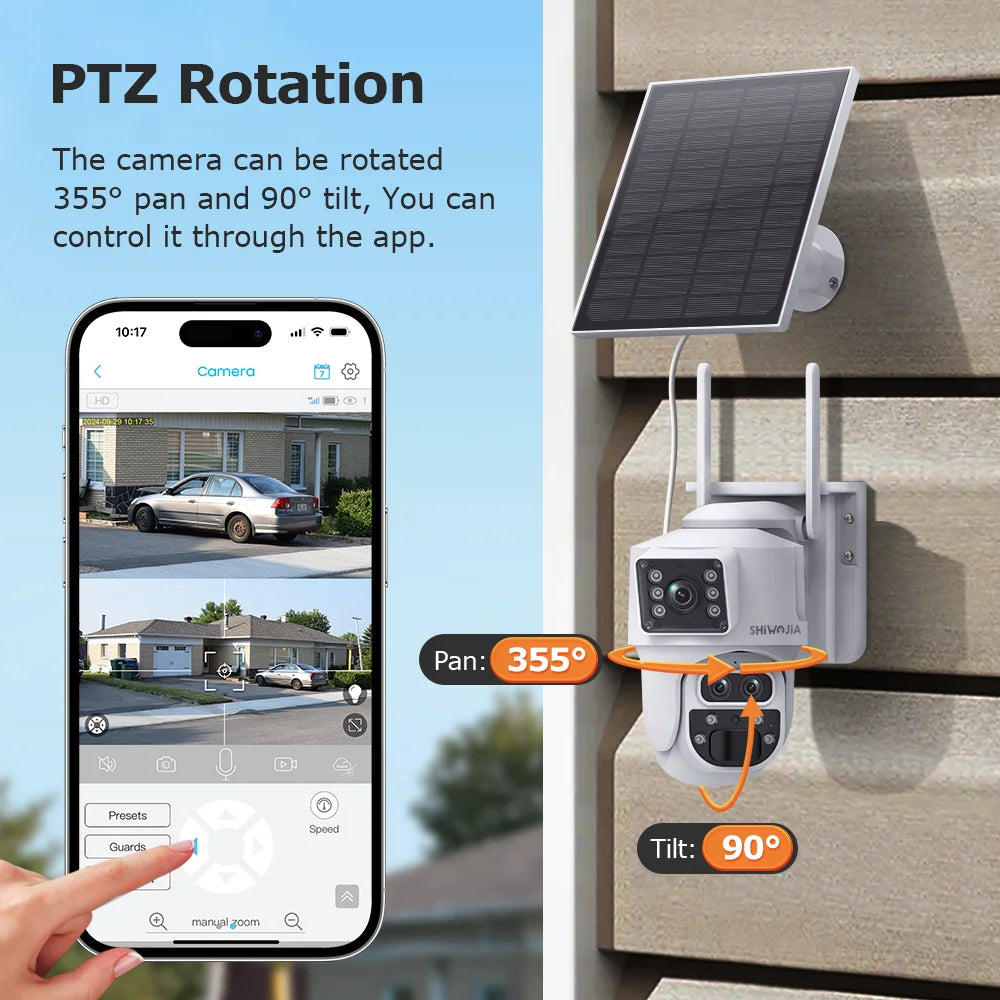 Caméra SHIWOJIA 6K 12 MP | PTZ Solaire, Triple Objectif, Zoom 15x, 4G SIM, Wi-Fi et UBox  Premium Marketplace Version