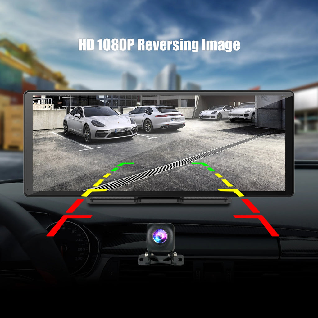 Moniteur Voiture 11,3" 4K | CarPlay Sans Fil, Android Auto, DVR, GPS et Caméra de Recul