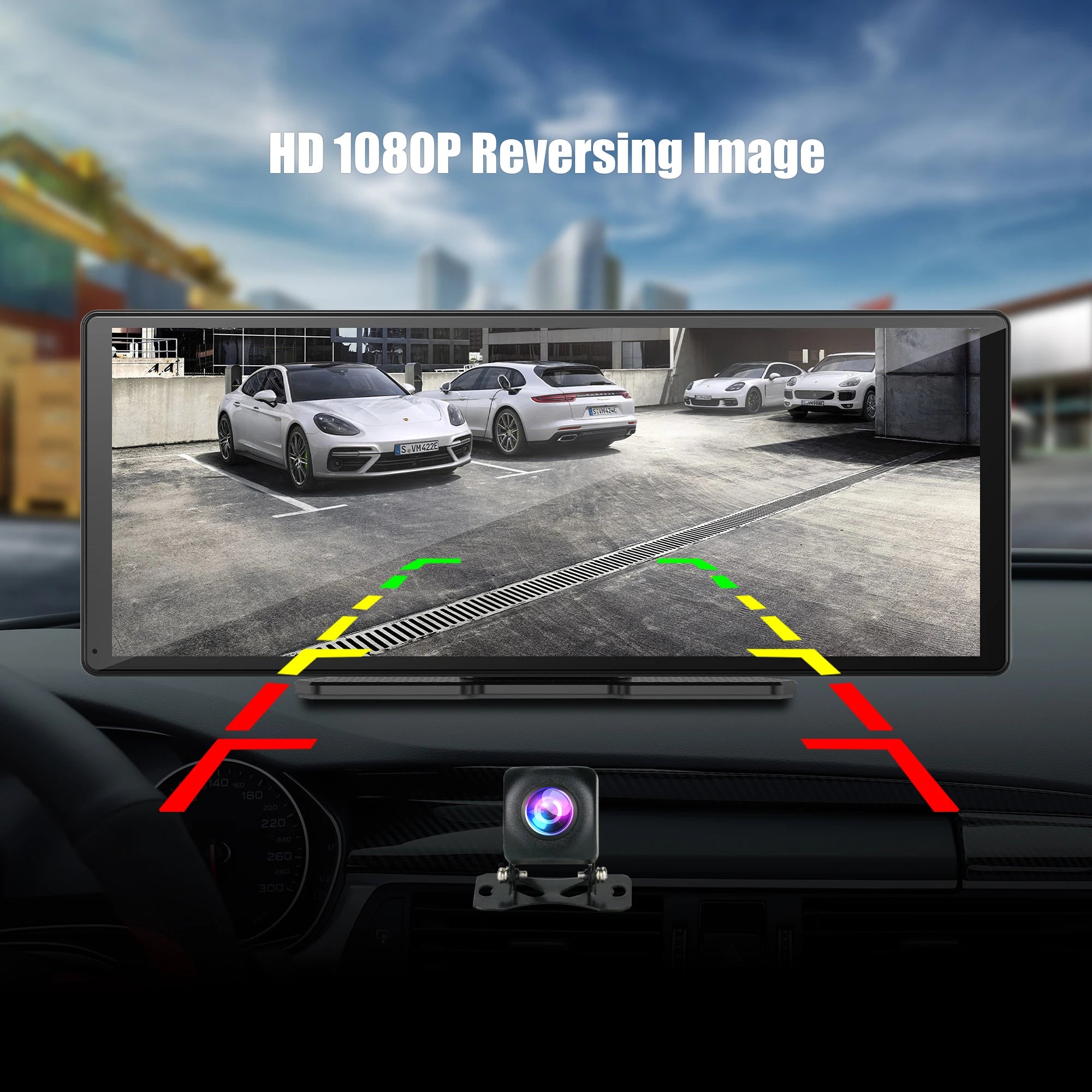 Moniteur Voiture 11,3" 4K | CarPlay Sans Fil, Android Auto, DVR, GPS et Caméra de Recul