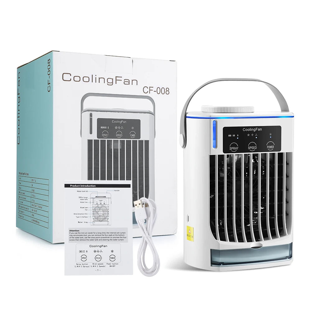 Rafraîchisseur d'Air Portable | Climatiseur Compact Rechargeable avec Brumisateur et Humidificateur